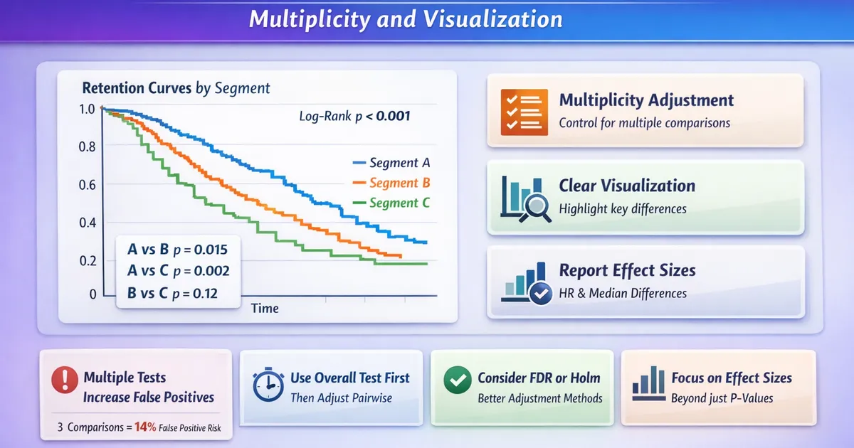 Comparing Retention Curves Across Segments: Multiplicity and Visualization