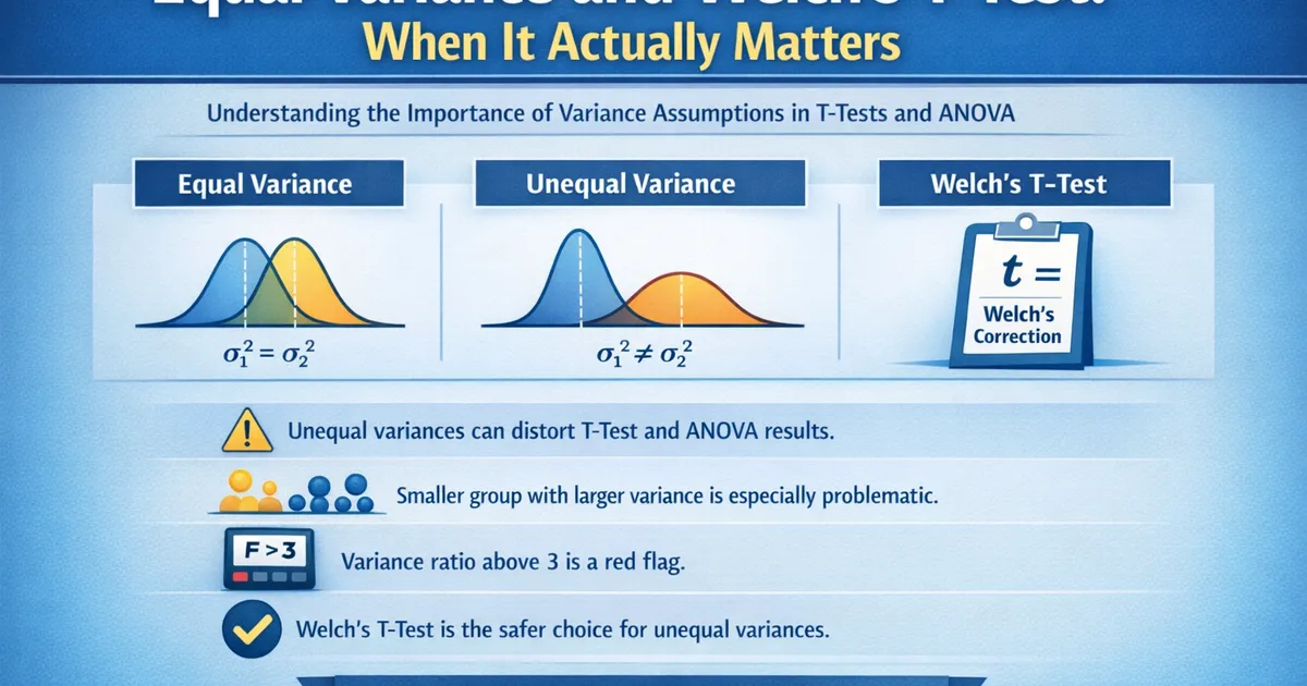 Equal Variance and Welch's T-Test: When It Actually Matters