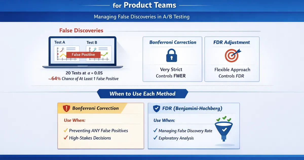 Multiple Experiments: FDR vs. Bonferroni for Product Teams