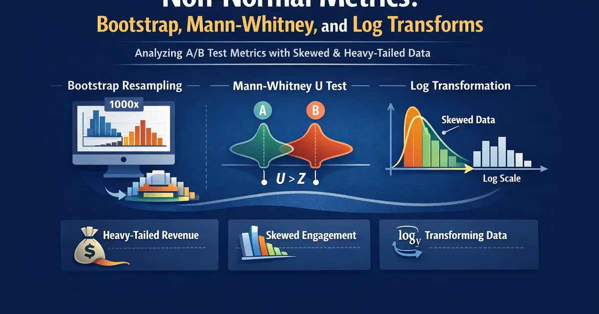 Non-Normal Metrics: Bootstrap, Mann-Whitney, and Log Transforms