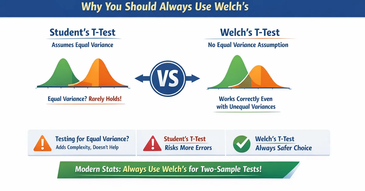 Welch's T-Test vs. Student's T-Test: Why You Should Always Use Welch's
